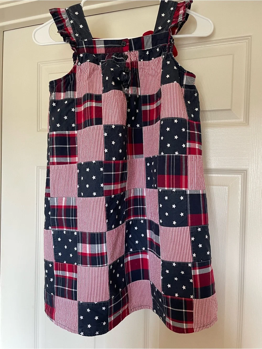 Girls Madras Patch Dress - American Cutie